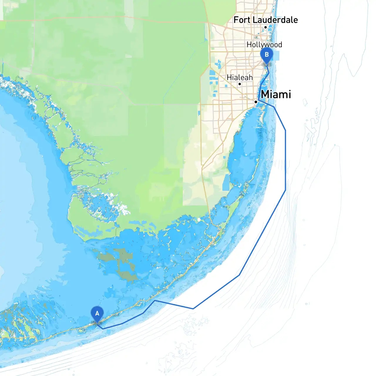 Key Colony Beach To Aventuraboat - Savvy Navvy Smart Routing intended for Key Colony Beach Florida Map