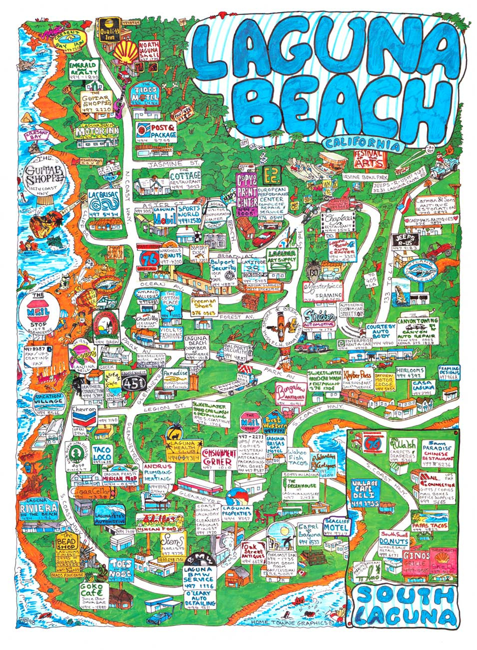 Laguna Beach, South Laguna Fun Map | Anonymous Artists | The inside Map of Laguna Beach Ca