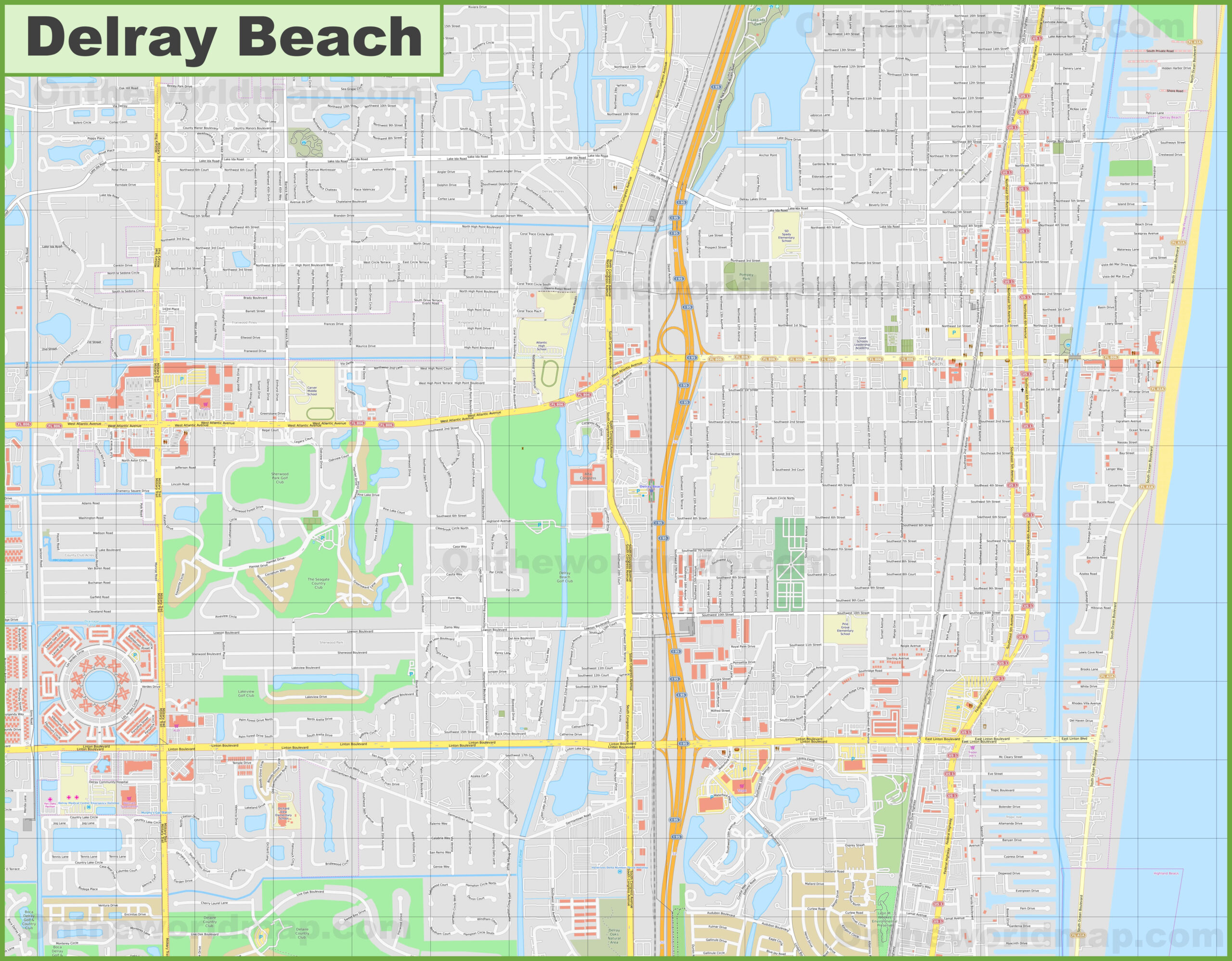 Large Detailed Map Of Delray Beach - Ontheworldmap with regard to Delray Beach On A Map