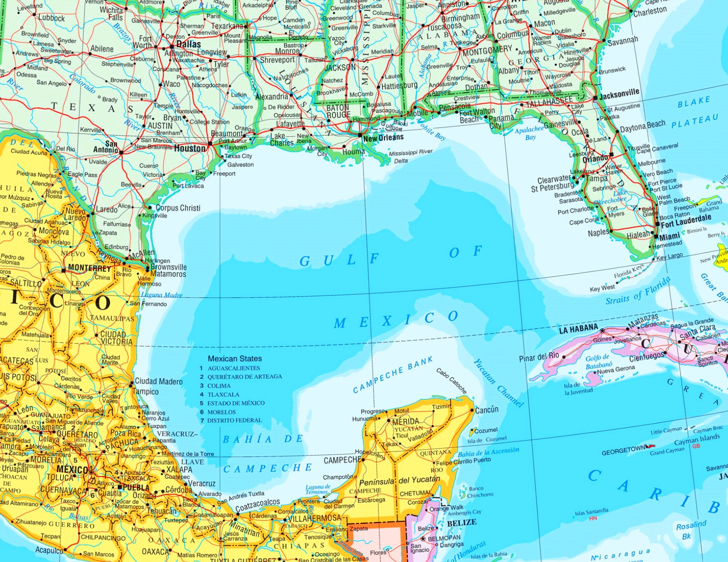 Large Detailed Map Of Gulf Of Mexico With Cities - Ontheworldmap pertaining to Mexico City Beach Florida Map