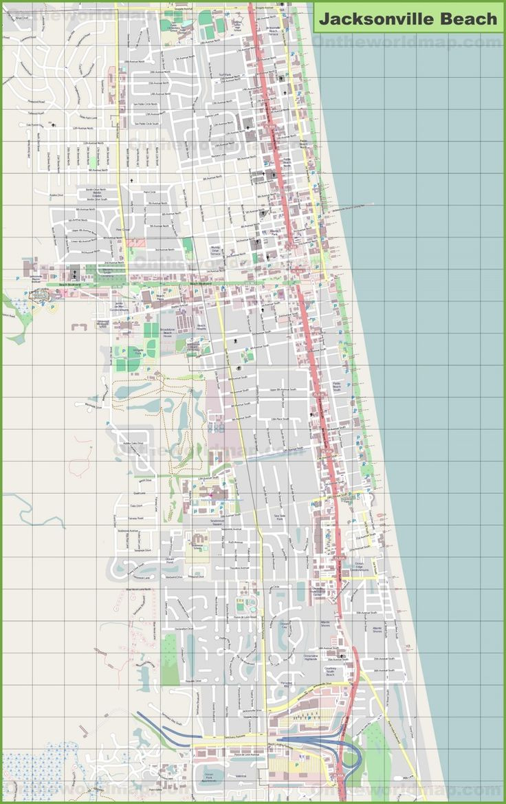 Large Detailed Map Of Jacksonville Beach within Map of Jacksonville Beach Florida