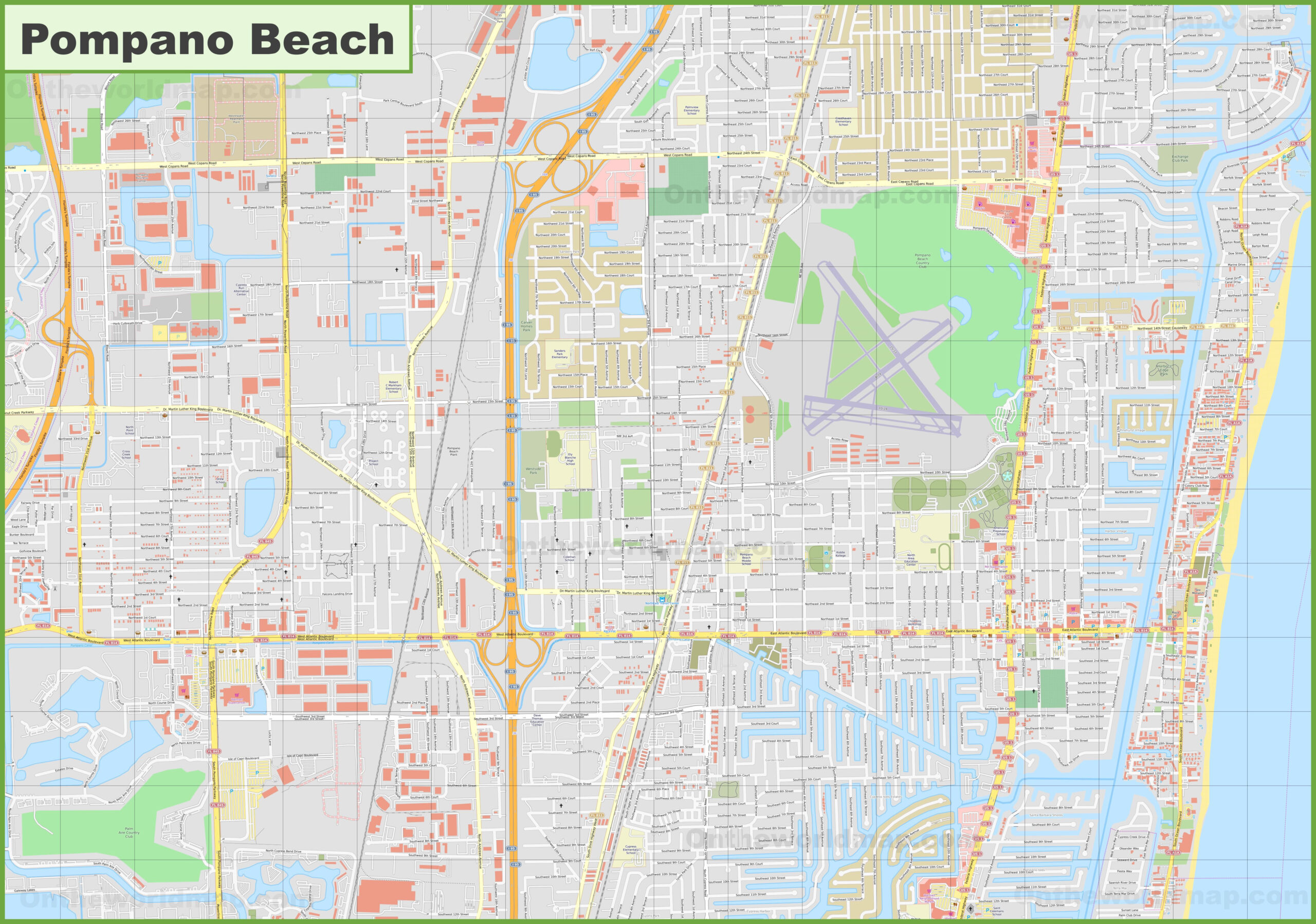 Large Detailed Map Of Pompano Beach - Ontheworldmap with Map Of Pompano Beach Florida