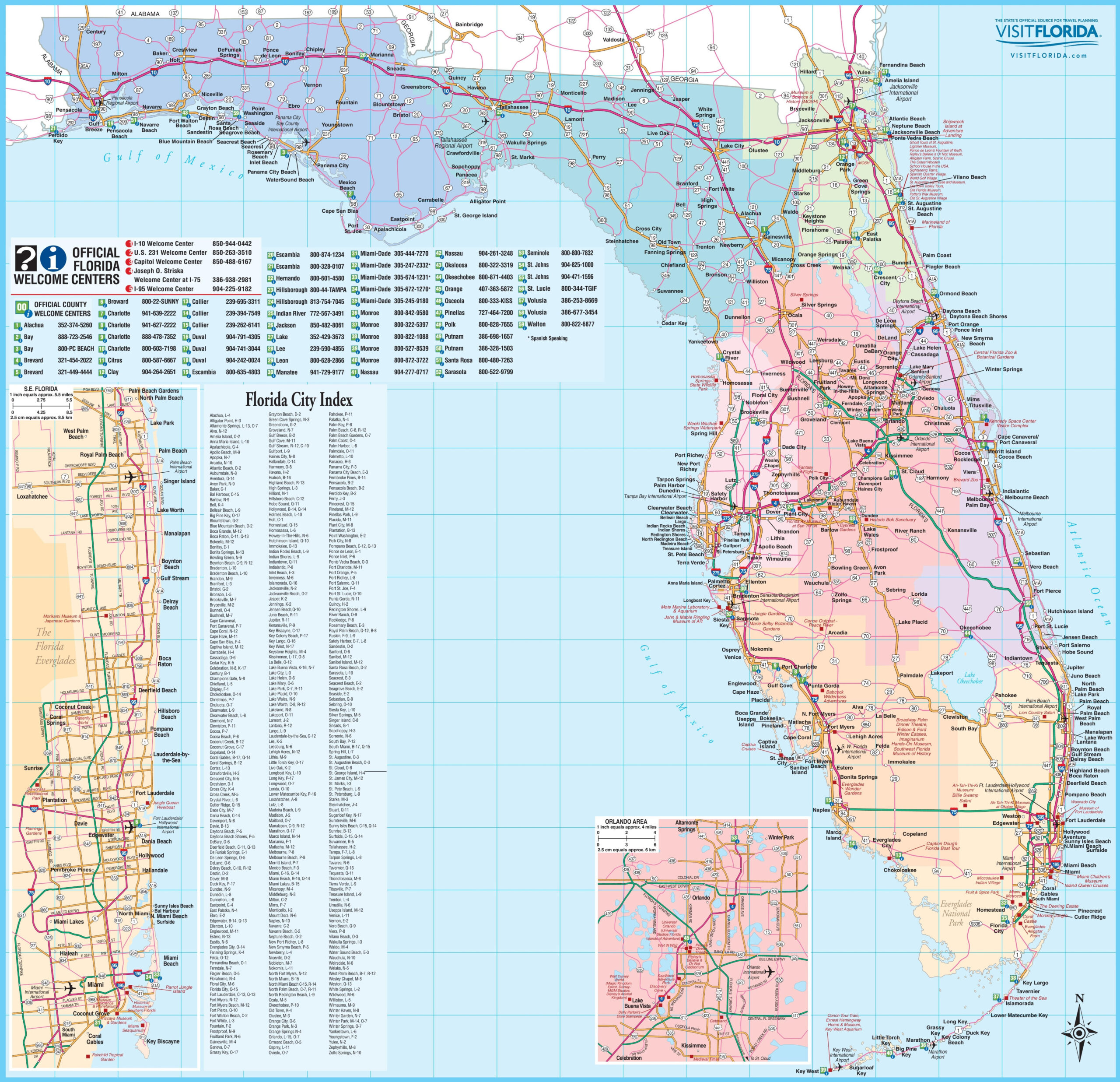Large Detailed Tourist Map Of Florida - Ontheworldmap with regard to Tourist Map Of Florida East Coast