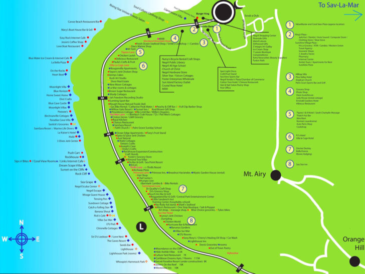 Map of Seven Mile Beach Negril