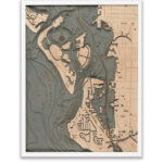 Lido Key   Siesta Key Wooden Map Art | Topographic 3D Chart Inside Map Of Lido Beach Sarasota Fl