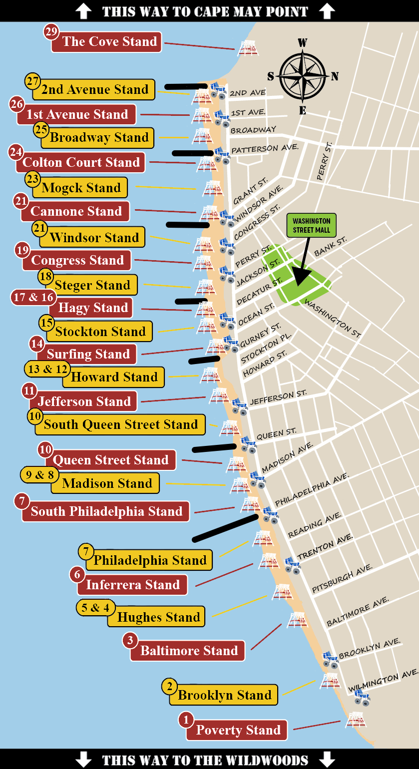 Lifeguard Stand Locations | Find Lifeguard Stands Today — Cape May with regard to Map Of Cape May Beaches