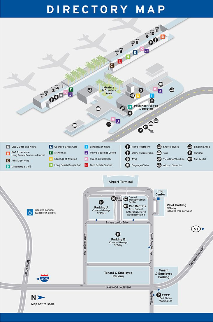 Long Beach Airport Map And Directions intended for Long Beach Airport Terminal Map
