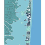 Long Beach Island New Jersey Type Map   Vertical Blue / 12X36 Inside Map Of Beach Haven New Jersey