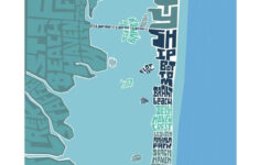 Long Beach Island New Jersey Type Map - Vertical Blue / 12X36 inside Map of Beach Haven New Jersey