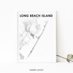 Long Beach Island Nj Map Print, Lbi New Jersey Usa Map Art Poster For Map Of New Jersey Long Beach Island