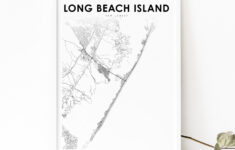 Long Beach Island Nj Map Print, Lbi New Jersey Usa Map Art Poster for Map Of New Jersey Long Beach Island