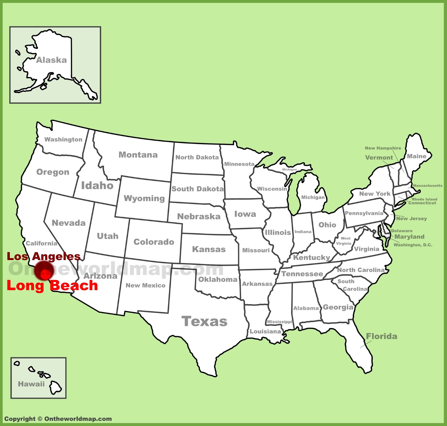 Long Beach Location On The U.s. Map - Ontheworldmap with regard to Long Beach on a Map