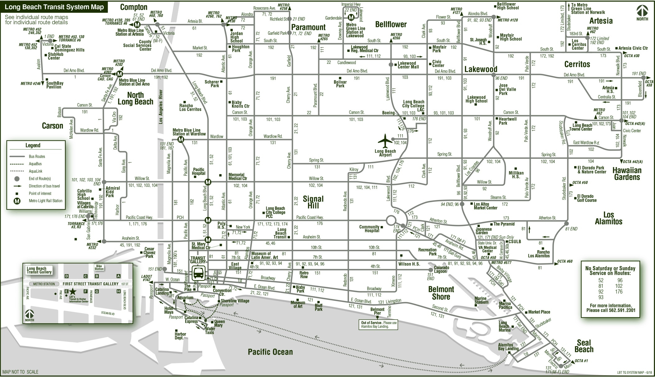 Long Beach Transport Map - Long Beach Transit Map - Ontheworldmap inside Long Beach Transit Schedule Map