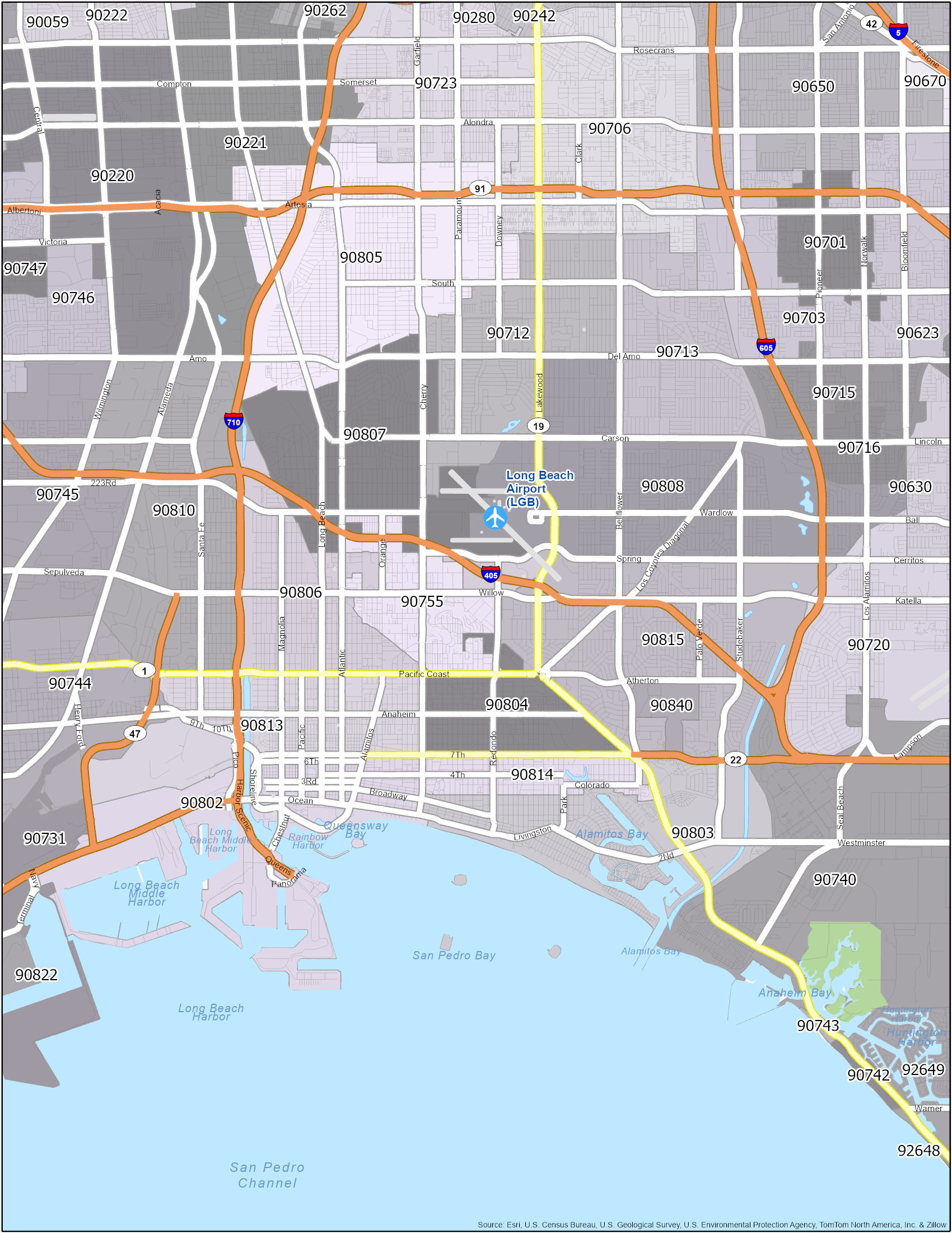 Long Beach Zip Code Map - Gis Geography with Zip Code Map Long Beach Ca