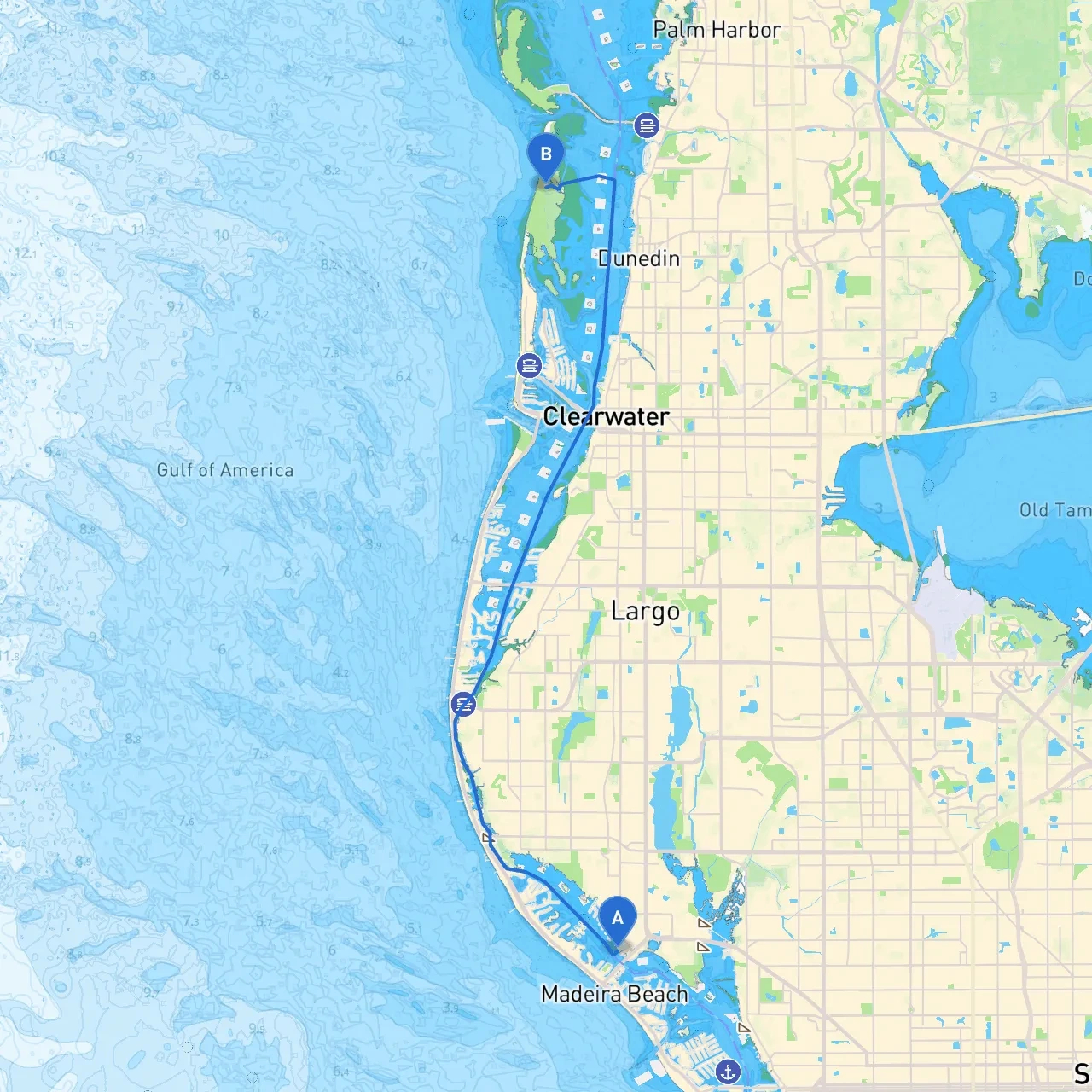 Madeira Beach To Crystal Riverboat - Savvy Navvy Smart Routing throughout Map Of Crystal Beach Florida