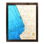 Manhattan Beach, Ca Single Depth Nautical Wood Map, 11" X 14" Intended For Map Of Manhattan Beach Ca
