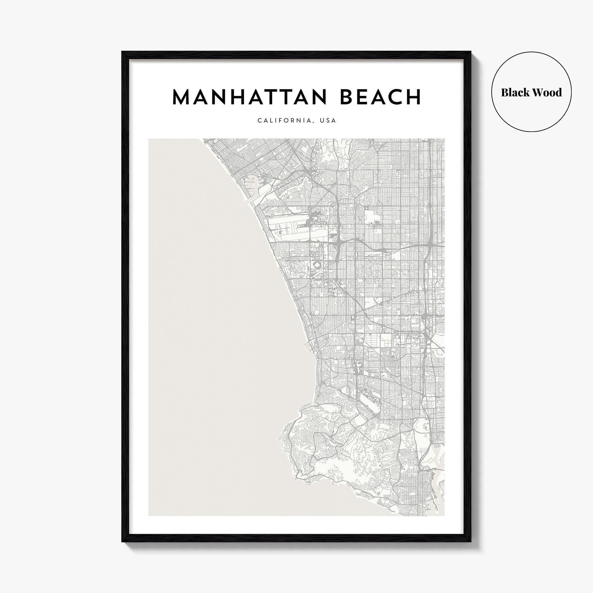 Manhattan Beach Map Poster, Manhattan Beach Map Print, Manhattan with Map of Manhattan Beach California