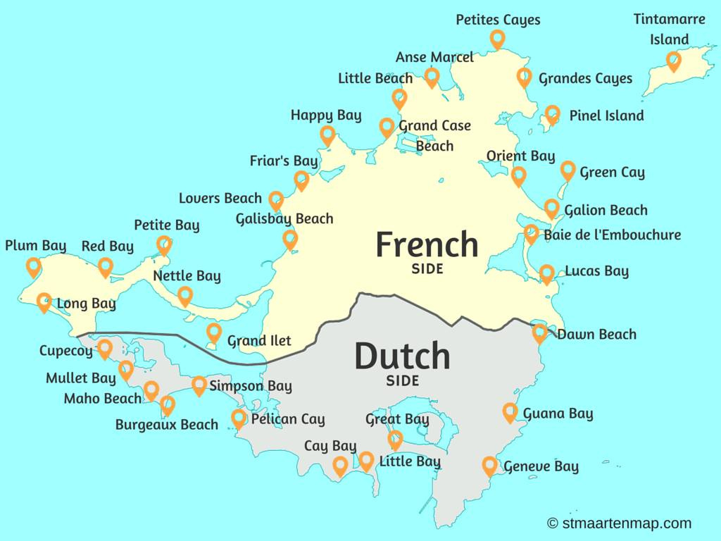 Map – Auc Living St Maarten St Martin within Map Of St Martin Beaches