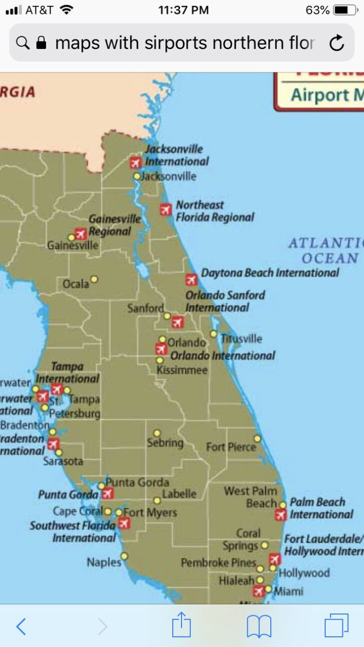 Map of Florida Gulf Coast Airports