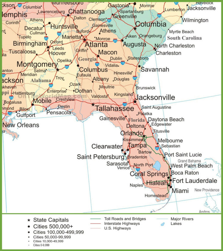 Map of Georgia and Florida East Coast