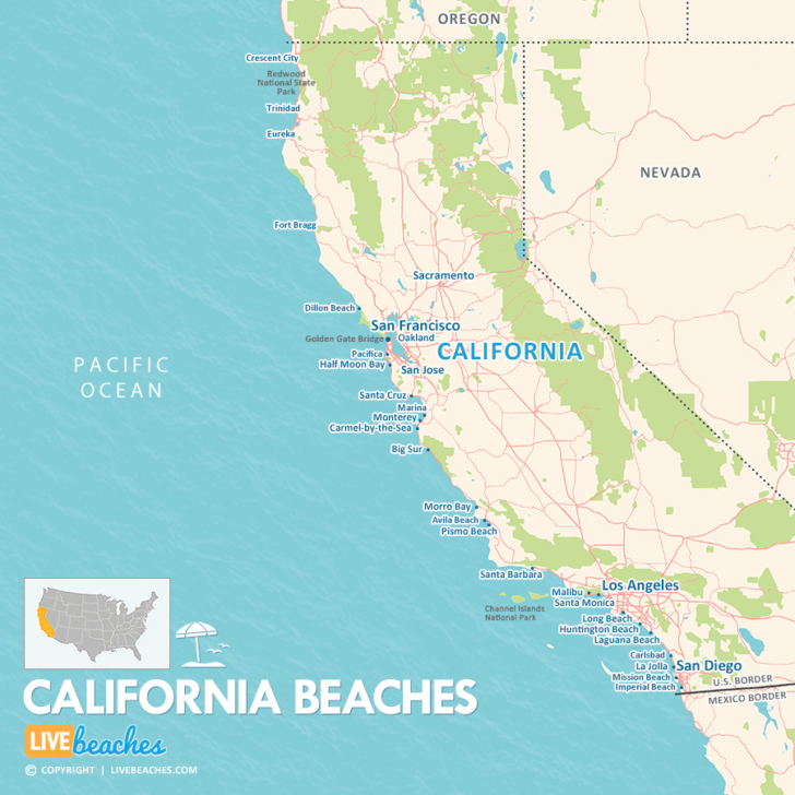 Map of Beach Towns in Southern California