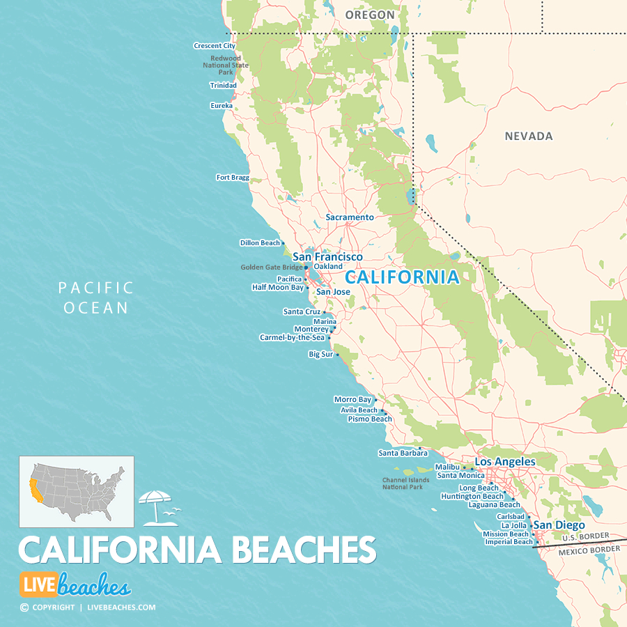 Map Of Beaches In California - Live Beaches intended for Map of Beach Towns in Southern California