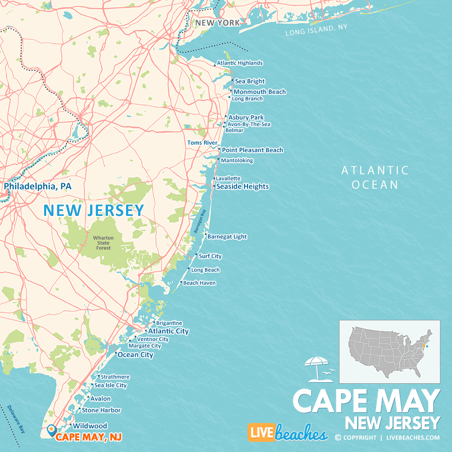 Map Of Cape May, New Jersey - Live Beaches intended for Map of Cape May Nj Beaches