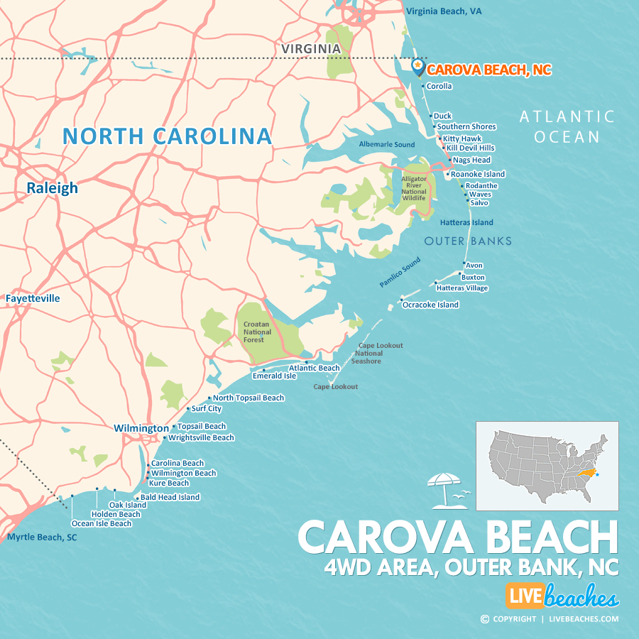 Map Of Carova Beach, North Carolina - Live Beaches pertaining to Map Of Carova Beach Nc