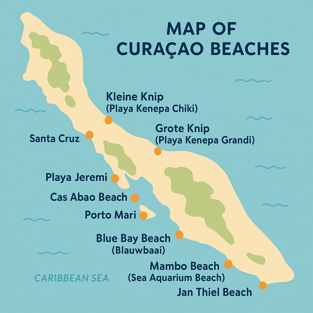 Map Of Curaçao Beaches To Explore - Yoors with Map Of Beaches In Curacao