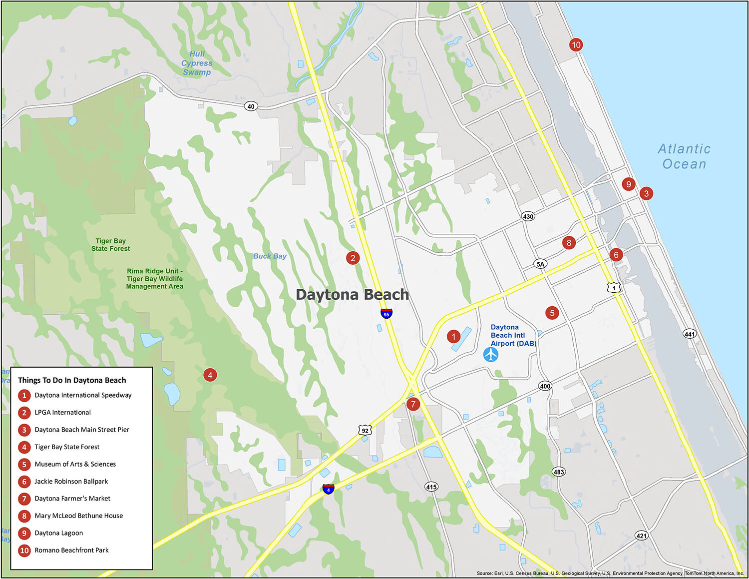 Map Of Daytona Beach, Florida - Gis Geography regarding Daytona Beach on a Map