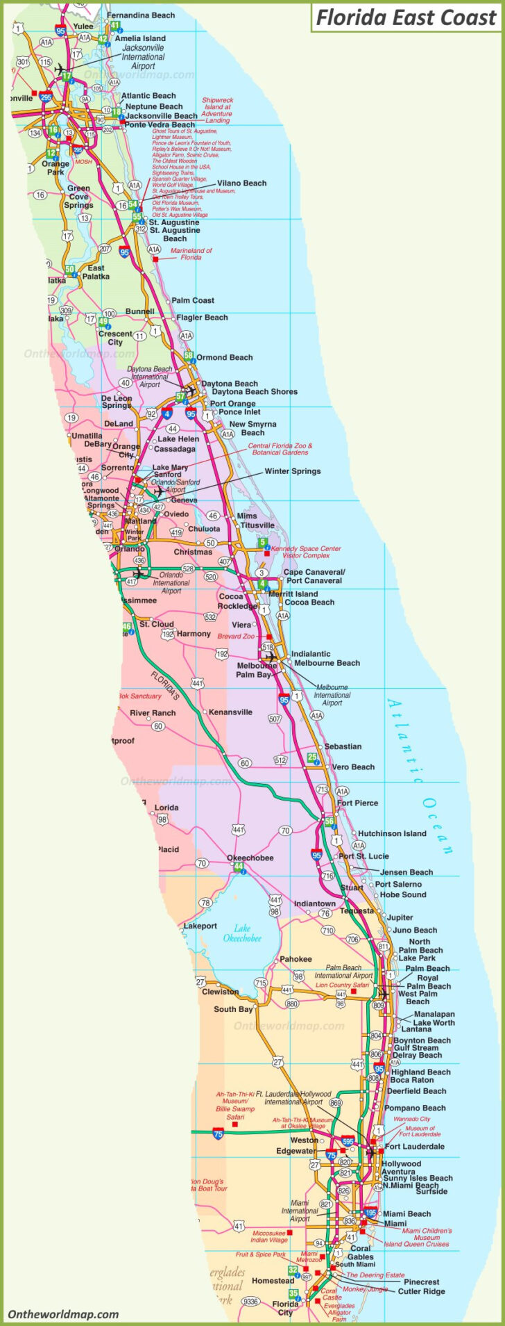 Map Florida East Coast Beaches Map Florida East Coast Beaches