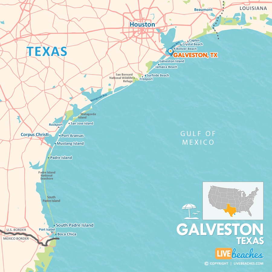 Map Of Galveston, Texas - Live Beaches within Map Of Galveston Island Beaches