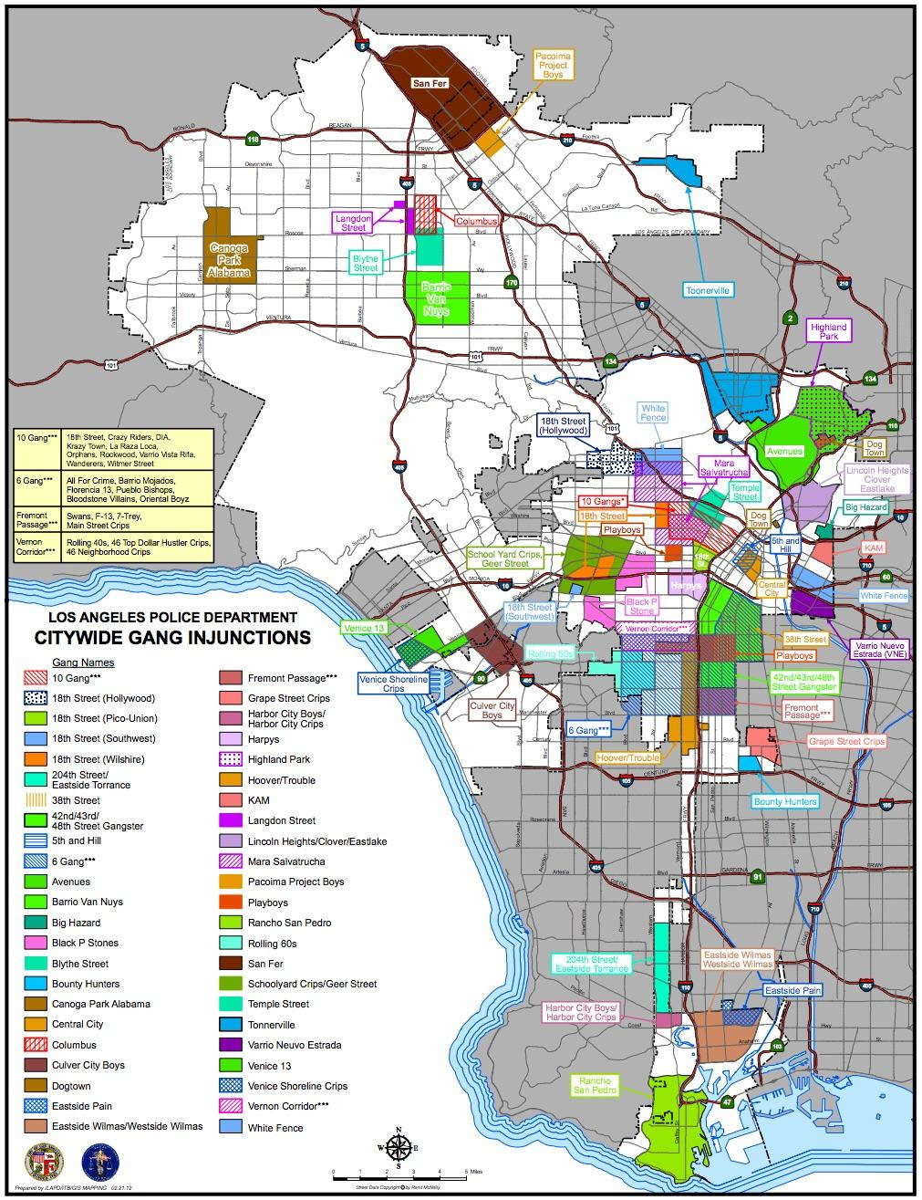 Map Of Gang Territories In Los Angeles (2014) : R/Mapporn with Long Beach Ca Gang Map