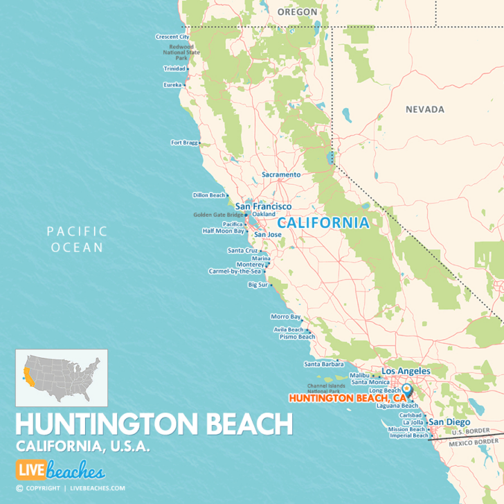 Map of California Huntington Beach