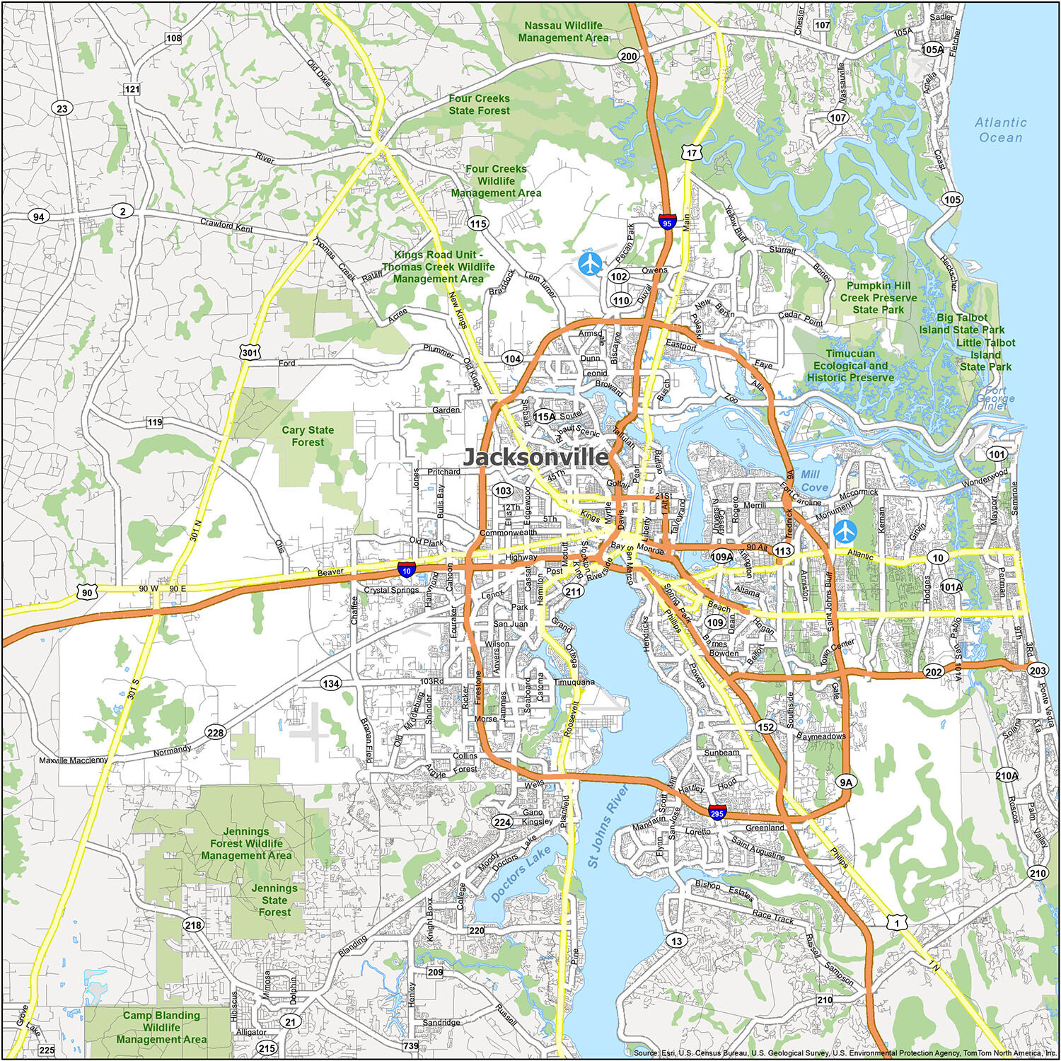 Map Of Jacksonville, Florida - Gis Geography for Map Of Jacksonville Beach Florida
