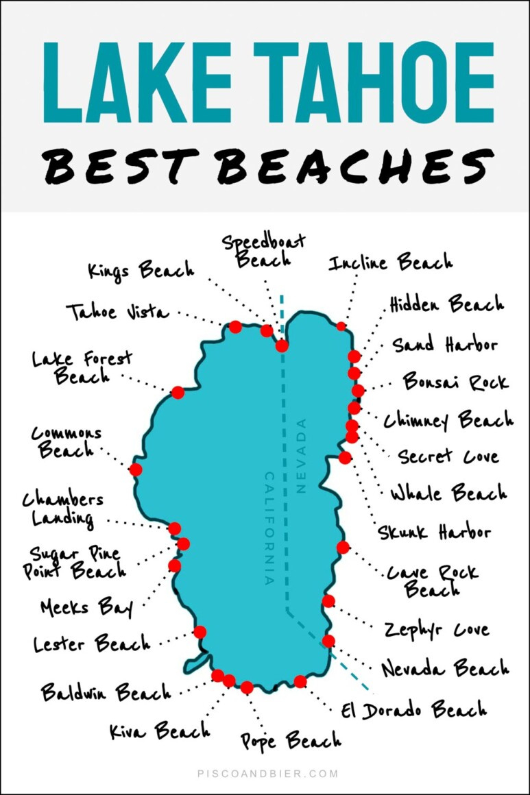 Map Of Lake Tahoe Beaches – Piscoandbier pertaining to Map Of Lake Tahoe Beaches
