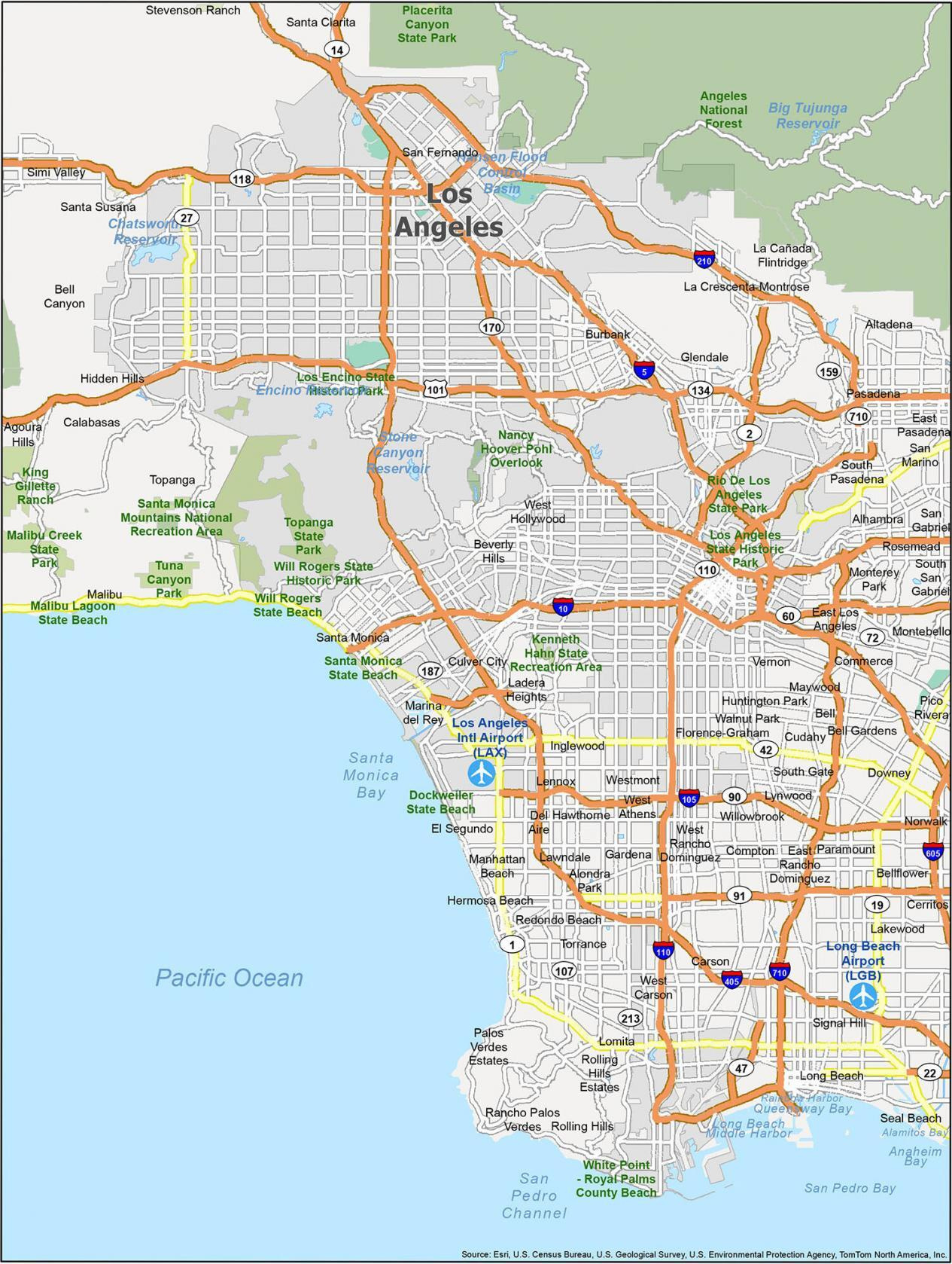Map Of Los Angeles, California - Gis Geography pertaining to Map of Los Angeles Beach Cities