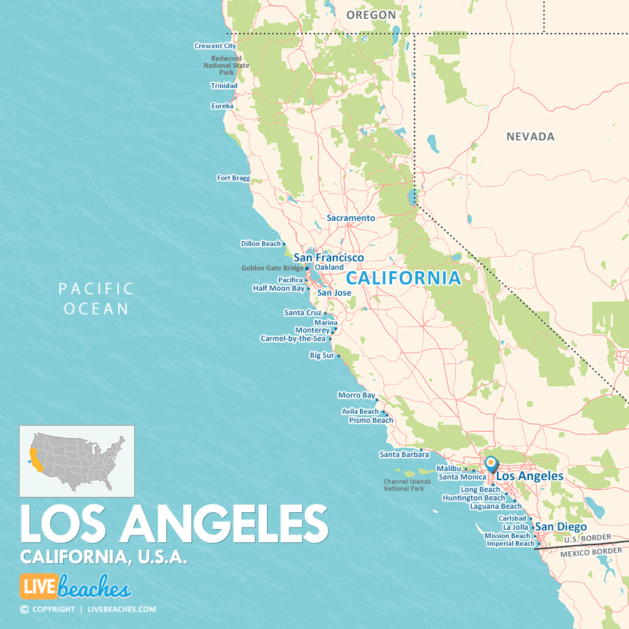 Map Of Los Angeles, California - Live Beaches in Los Angeles Area Beaches Map