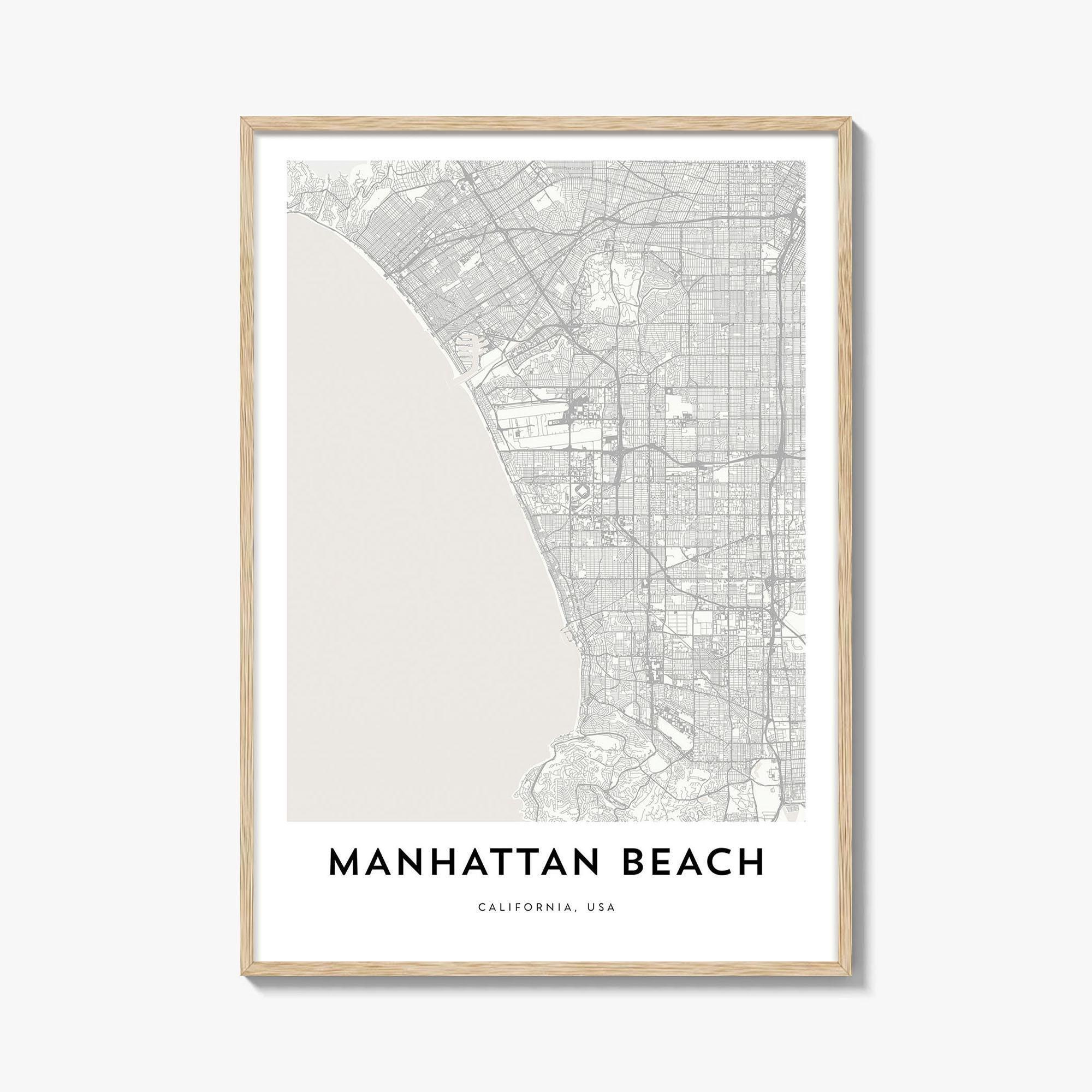Map Of Manhattan Beach Print, Manhattan Beach Map Gift, Manhattan inside Map of Manhattan Beach California