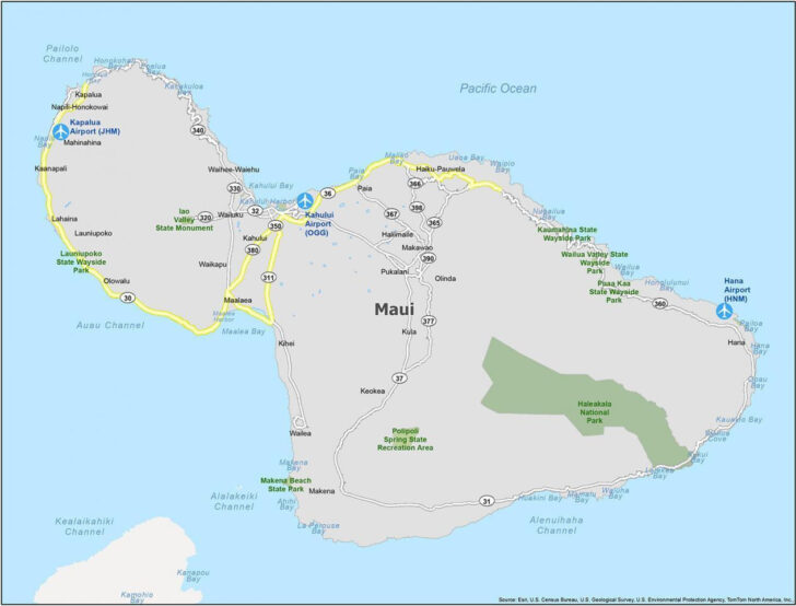 Map of Maui Beaches Hawaii