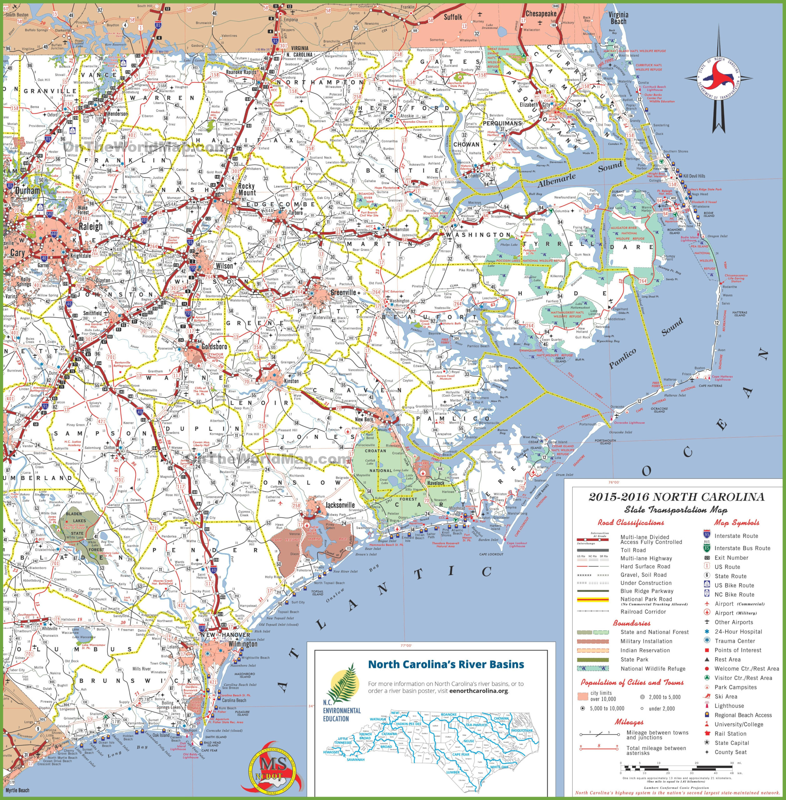 Map Of North Carolina Coast With Beaches 2024 - Ontheworldmap pertaining to Map of North Carolina Beach Towns