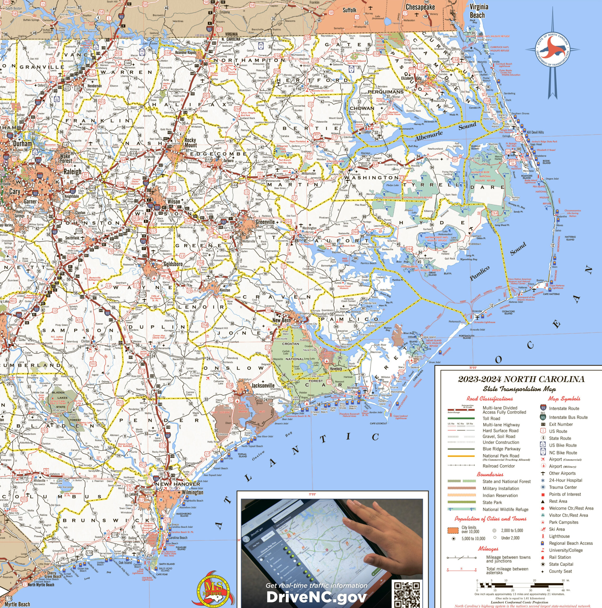 Map Of North Carolina Coast With Beaches 2024 - Ontheworldmap regarding Map of North Carolina Beaches