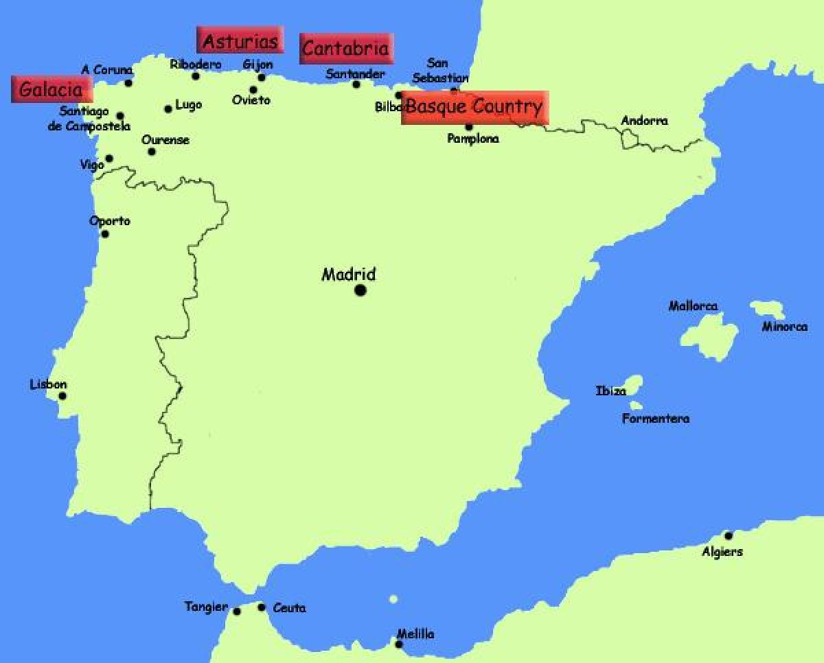 Map Of Northern Spain Coast - Northern Spain Resorts Map (Southern intended for Map Of Beaches In Spain