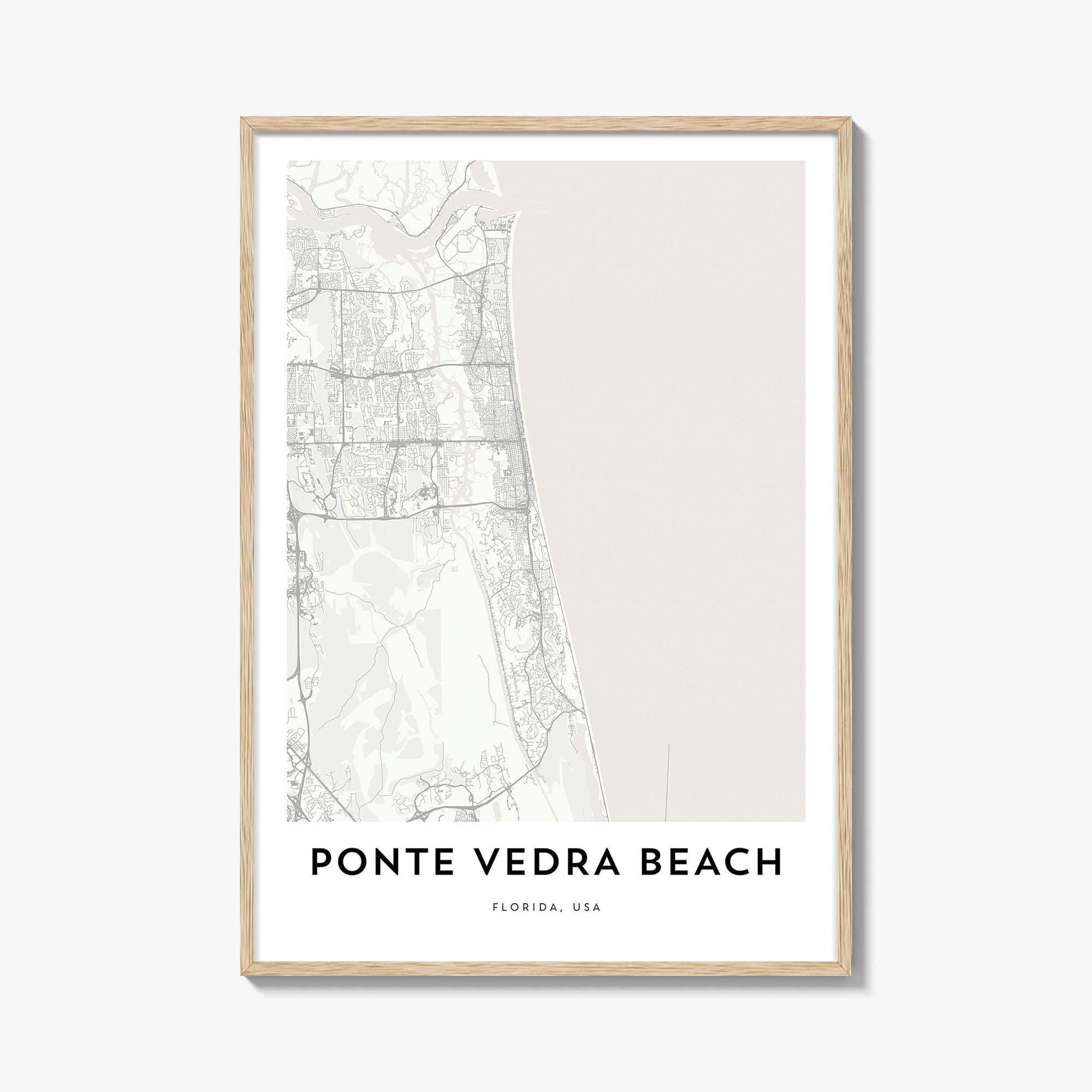 Map Of Ponte Vedra Beach Print, Ponte Vedra Beach Map Gift, Ponte for Ponte Vedra Beach Florida Map