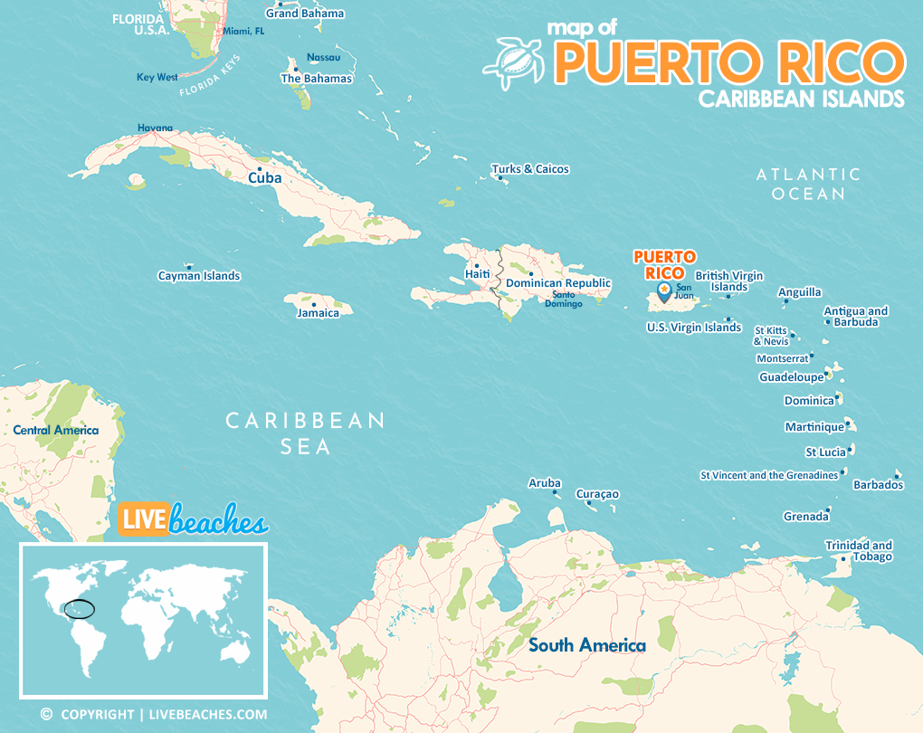 Map Of Puerto Rico - Live Beaches within Best Beaches Puerto Rico Map