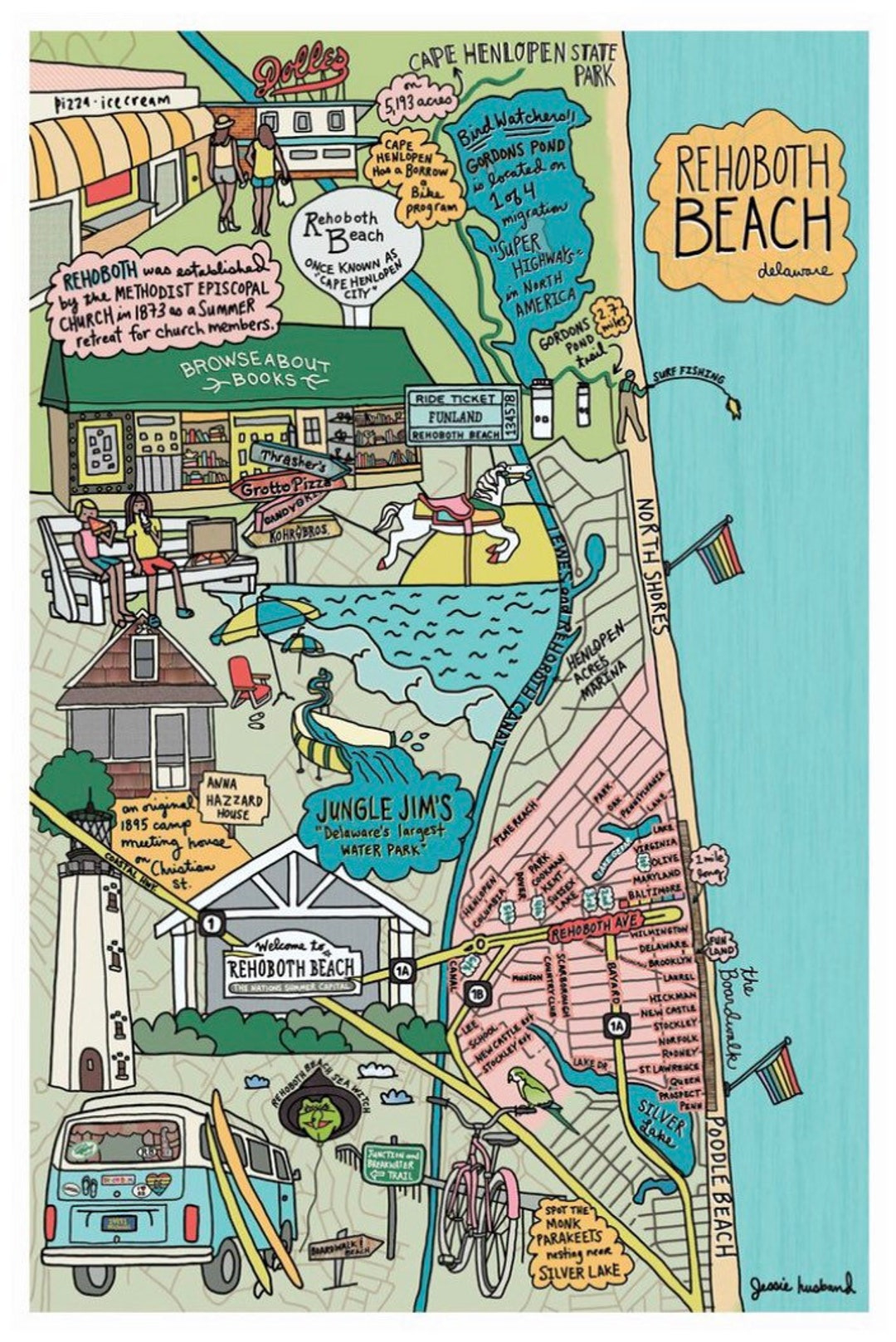 Map Of Rehoboth Beach, Delaware, Beach Town, De Beaches for Street Map Of Rehoboth Beach Delaware