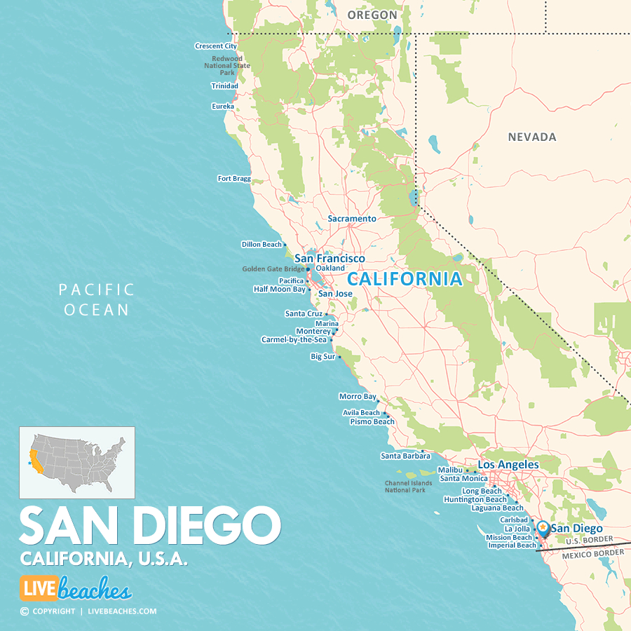 Map Of San Diego, California - Live Beaches regarding Imperial Beach San Diego Map