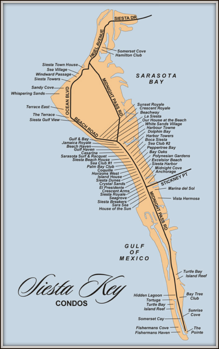 Map Of Siesta Key Florida Condos with Map Siesta Key Beach Florida