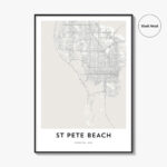 Map Of St Pete Beach Print, St Pete Beach Map Gift, St Pete Beach With Regard To Map Of St Pete Beach Fl