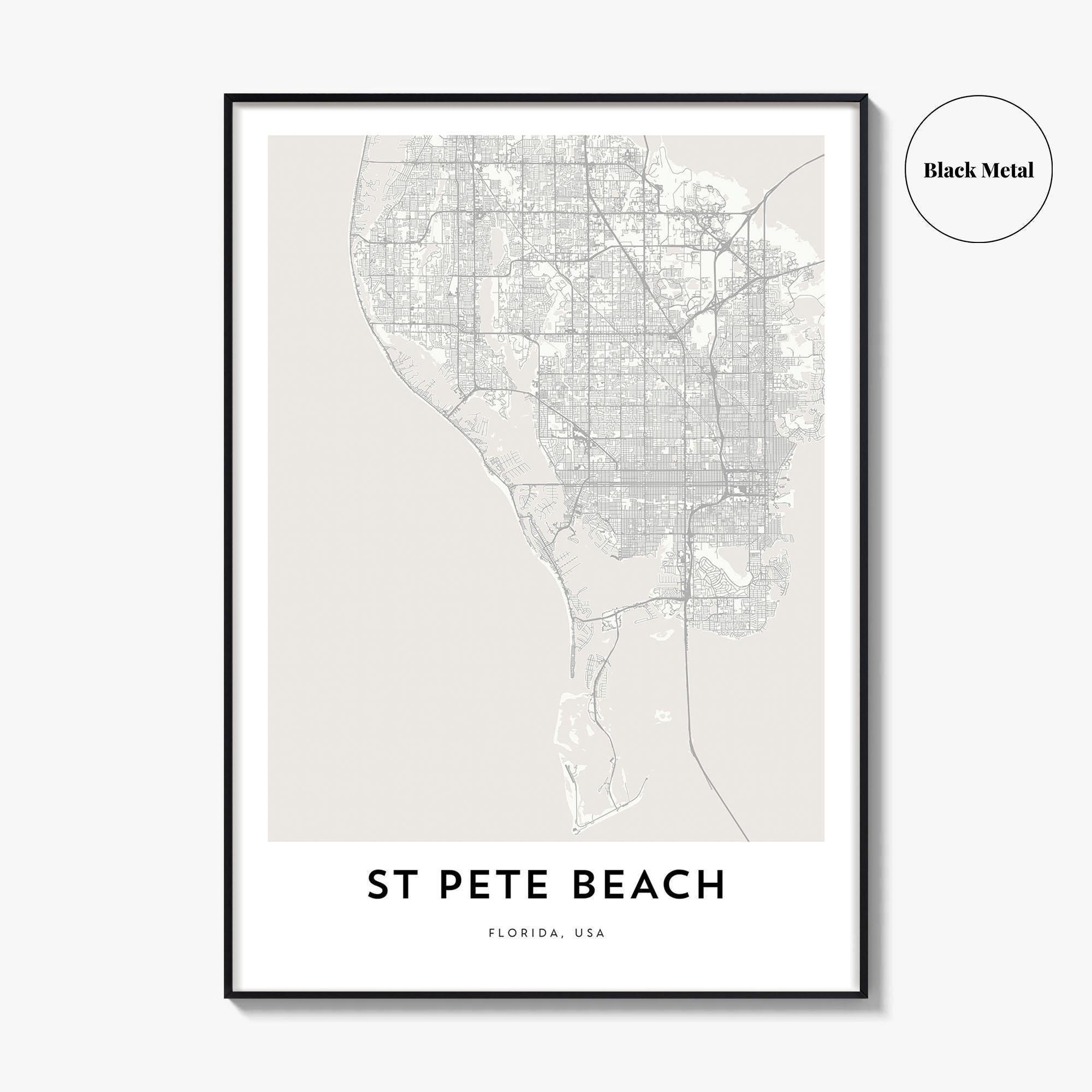 Map Of St Pete Beach Print, St Pete Beach Map Gift, St Pete Beach with regard to Map of St Pete Beach Fl